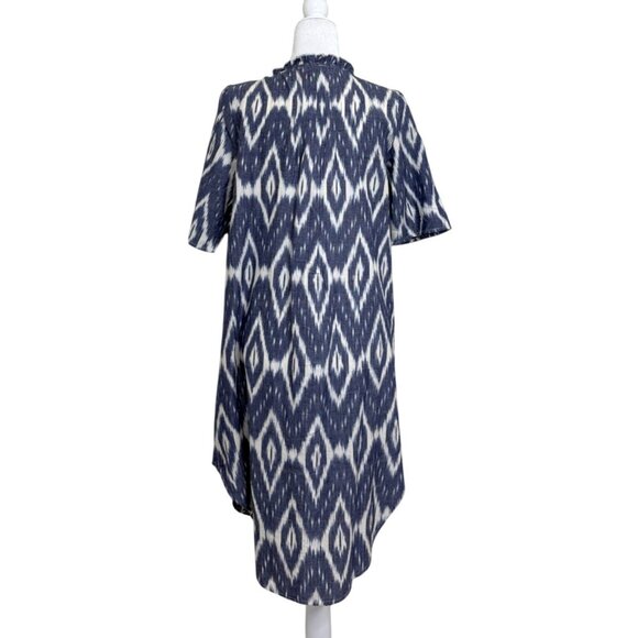 Sundance Isabel Ikat Shirt Dress Embroidered Short Sleeve Blue White Size M NEW - Picture 4 of 8